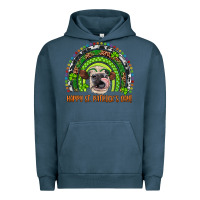 Pigment Midnight Navy Western Happy St. Patrick's Day Cow Rainbow Urban Hoodie - Artiststas
