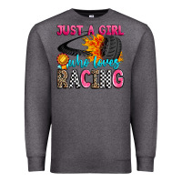 Charcoal Heather just a girl who loves racing Premium Sweatshirt - Zillion Design Studio