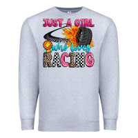 Heather Grey just a girl who loves racing Premium Sweatshirt - Zillion Design Studio