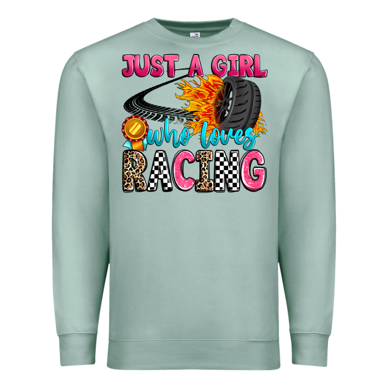 Just A Girl Who Loves Racing Premium Sweatshirt by Zillion Design Studio | Teevron