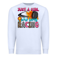 White just a girl who loves racing Premium Sweatshirt - Zillion Design Studio