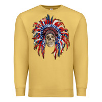 Antique Gold american flag indian headdress with skull Premium Sweatshirt - RanaPortraitStore