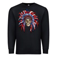 Black american flag indian headdress with skull Premium Sweatshirt - RanaPortraitStore