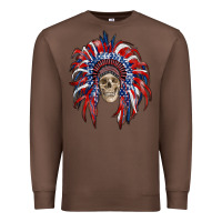 Chestnut american flag indian headdress with skull Premium Sweatshirt - RanaPortraitStore