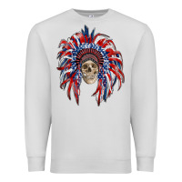 Dove Grey american flag indian headdress with skull Premium Sweatshirt - RanaPortraitStore