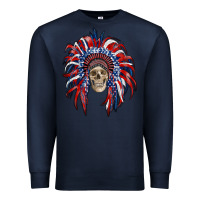 Navy american flag indian headdress with skull Premium Sweatshirt - RanaPortraitStore