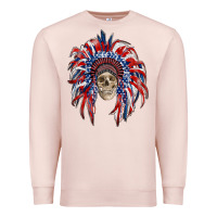 Pale Pink american flag indian headdress with skull Premium Sweatshirt - RanaPortraitStore