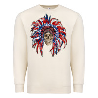Sandshell american flag indian headdress with skull Premium Sweatshirt - RanaPortraitStore