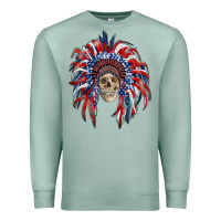 Seafoam american flag indian headdress with skull Premium Sweatshirt - RanaPortraitStore