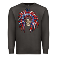 Smoke american flag indian headdress with skull Premium Sweatshirt - RanaPortraitStore