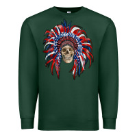 Sports Green american flag indian headdress with skull Premium Sweatshirt - RanaPortraitStore