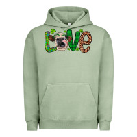 Pigment Oil Green Western St. Patrick's Day Love Cow Urban Hoodie - Artiststas