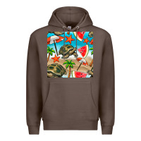 Coffee tortoise watermelon beach seamless pattern Premium Hoodie - BundleAndBundleShop