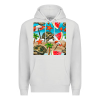 Dove Grey tortoise watermelon beach seamless pattern Premium Hoodie - BundleAndBundleShop