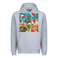 Heather Grey tortoise watermelon beach seamless pattern Premium Hoodie - BundleAndBundleShop