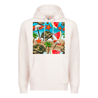 Pale Pink tortoise watermelon beach seamless pattern Premium Hoodie - BundleAndBundleShop