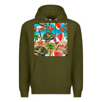 Army Green tortoise watermelon beach seamless pattern Premium Hoodie - BundleAndBundleShop