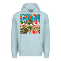 Blue Mist tortoise watermelon beach seamless pattern Premium Hoodie - BundleAndBundleShop