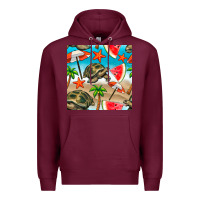 Burgundy tortoise watermelon beach seamless pattern Premium Hoodie - BundleAndBundleShop