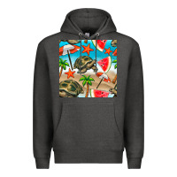 Charcoal Heather tortoise watermelon beach seamless pattern Premium Hoodie - BundleAndBundleShop