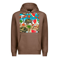 Chestnut tortoise watermelon beach seamless pattern Premium Hoodie - BundleAndBundleShop
