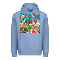 Colony Blue tortoise watermelon beach seamless pattern Premium Hoodie - BundleAndBundleShop