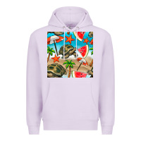 Lilac tortoise watermelon beach seamless pattern Premium Hoodie - BundleAndBundleShop