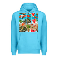 Ocean Blue tortoise watermelon beach seamless pattern Premium Hoodie - BundleAndBundleShop
