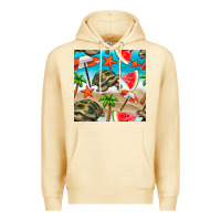Pina Colada tortoise watermelon beach seamless pattern Premium Hoodie - BundleAndBundleShop
