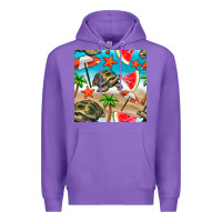 Purple tortoise watermelon beach seamless pattern Premium Hoodie - BundleAndBundleShop