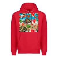 Red tortoise watermelon beach seamless pattern Premium Hoodie - BundleAndBundleShop