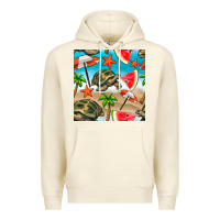 Sandshell tortoise watermelon beach seamless pattern Premium Hoodie - BundleAndBundleShop