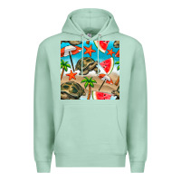 Seafoam tortoise watermelon beach seamless pattern Premium Hoodie - BundleAndBundleShop