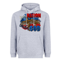 Heather Grey one nation under god Heavyweight Hoodie - Zillion Design Studio