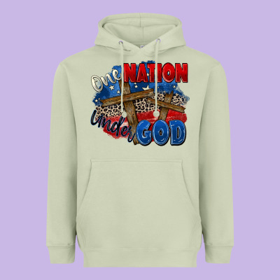 One Nation Under God Heavyweight Hoodie Designed By Zillion Design Studio