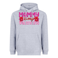 Heather Grey mommy is valentine Heavyweight Hoodie - texasbilliewilder