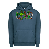 Pigment Midnight Navy Western St. Patrick's Day Love Cross Urban Hoodie - Artiststas