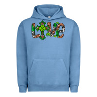 Pigment Pebble Blue Western St. Patrick's Day Love Cross Urban Hoodie - Artiststas
