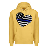 Antique Gold american thin blue line flag Premium Hoodie - Artiststas