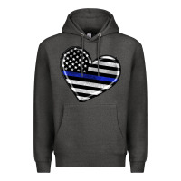 Charcoal Heather american thin blue line flag Premium Hoodie - Artiststas