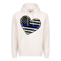 Pale Pink american thin blue line flag Premium Hoodie - Artiststas