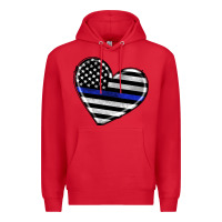 Red american thin blue line flag Premium Hoodie - Artiststas