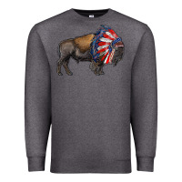 Charcoal Heather american bison with indian headdress Premium Sweatshirt - RanaPortraitStore