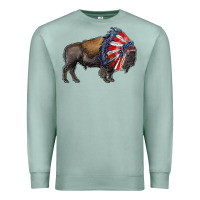 Seafoam american bison with indian headdress Premium Sweatshirt - RanaPortraitStore