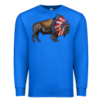 True Royal american bison with indian headdress Premium Sweatshirt - RanaPortraitStore