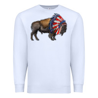 White american bison with indian headdress Premium Sweatshirt - RanaPortraitStore