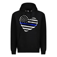 Black american thin blue line flag Premium Hoodie - Artiststas