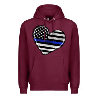 Burgundy american thin blue line flag Premium Hoodie - Artiststas
