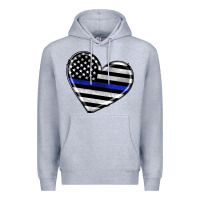 Heather Grey american thin blue line flag Premium Hoodie - Artiststas