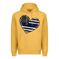 Mustard american thin blue line flag Premium Hoodie - Artiststas